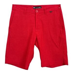 Travis Mathew Wanderlust Performance Shorts Flat Front Stretch Comfort Red Sz 30
